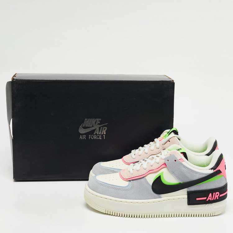 Pre Owned Nike Multicolor Leather and Suede Air Force 1 Low Shadow Sunset Pulse Sneakers Size 38.5