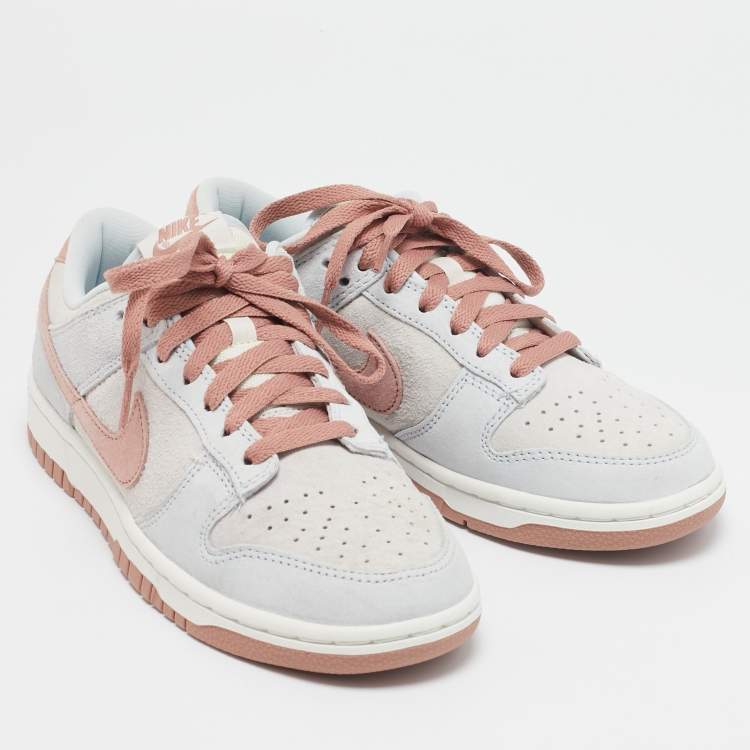 Pre Owned Nike Multicolor Suede Dunk Low Fossil Rose Sneakers Size 38.5