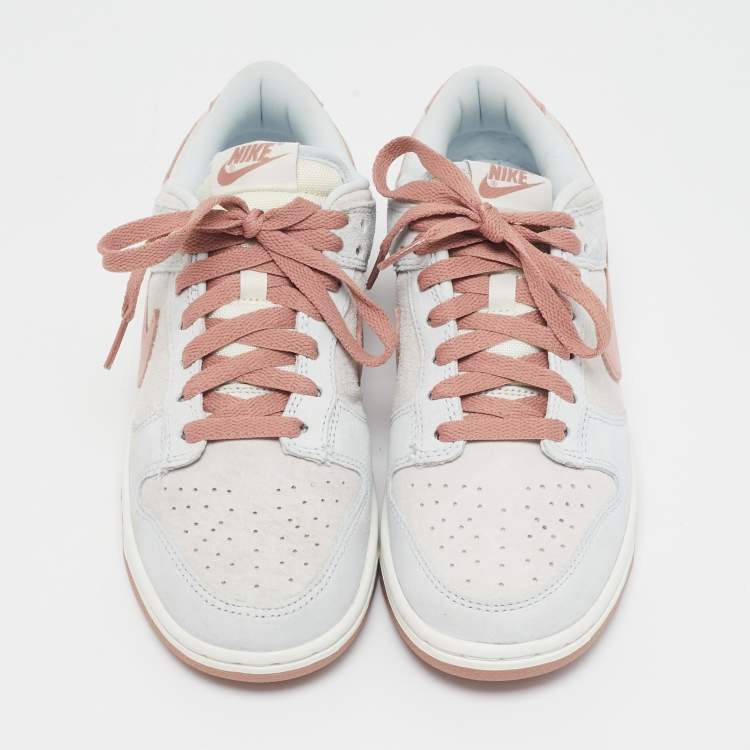 Pre Owned Nike Multicolor Suede Dunk Low Fossil Rose Sneakers Size 38.5