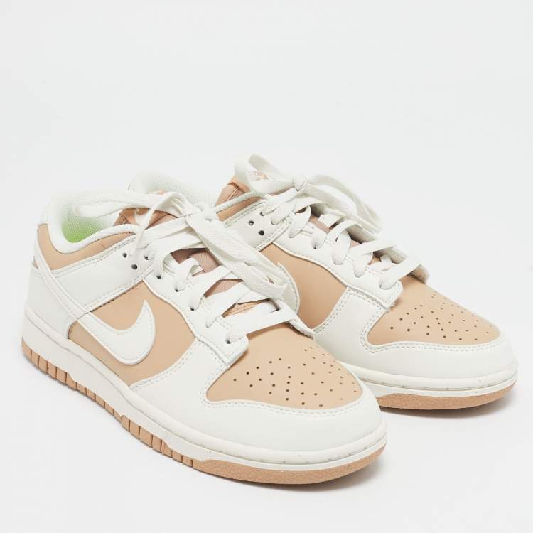 Pre Owned Nike Beige/White Leather Dunk Low Next Nature Beige Sail Sneakers Size 38.5