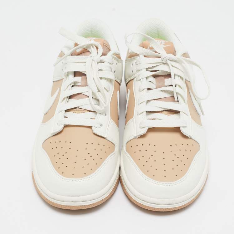 Pre Owned Nike Beige/White Leather Dunk Low Next Nature Beige Sail Sneakers Size 38.5