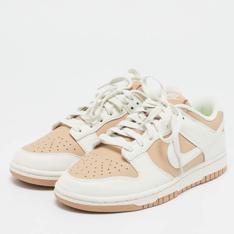 Pre Owned Nike Beige/White Leather Dunk Low Next Nature Beige Sail Sneakers Size 38.5