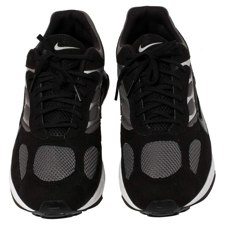 Pre Owned Nike Air Grey/Black Leather And Mesh Ghost Racer Sneakers Size 41