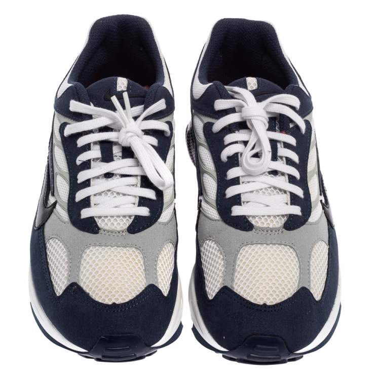 Pre Owned Nike White/Blue Leather And Mesh Air Ghost Racer Size 42