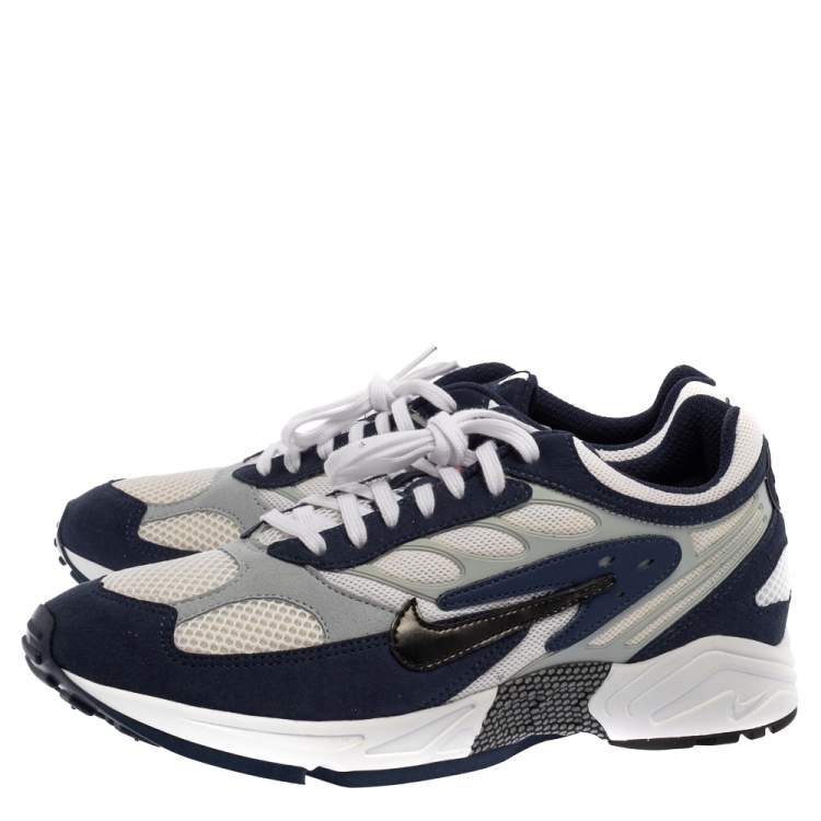 Pre Owned Nike White/Blue Leather And Mesh Air Ghost Racer Size 42