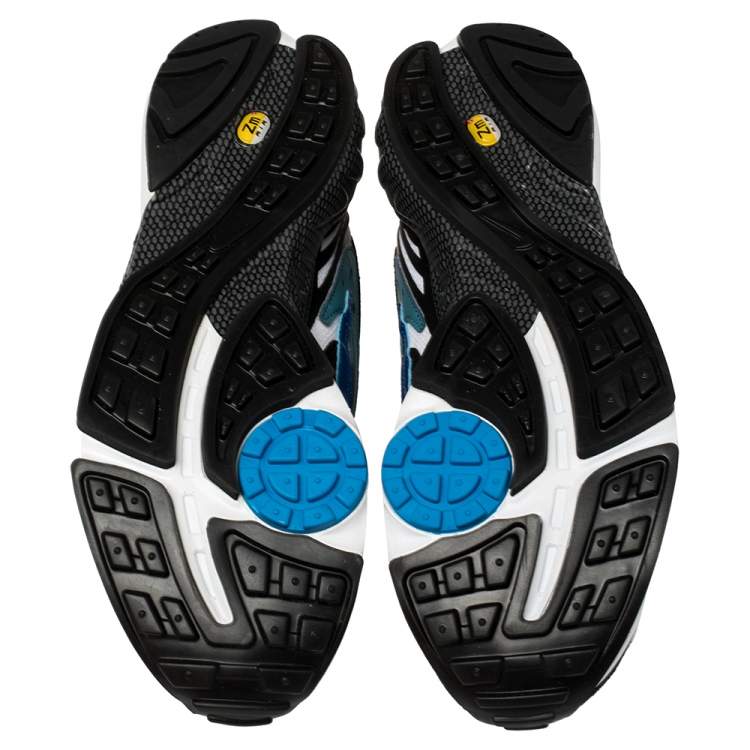 Pre Owned Nike White/Black/Teal Blue Leather And Mesh Air Ghost Racer Size 42