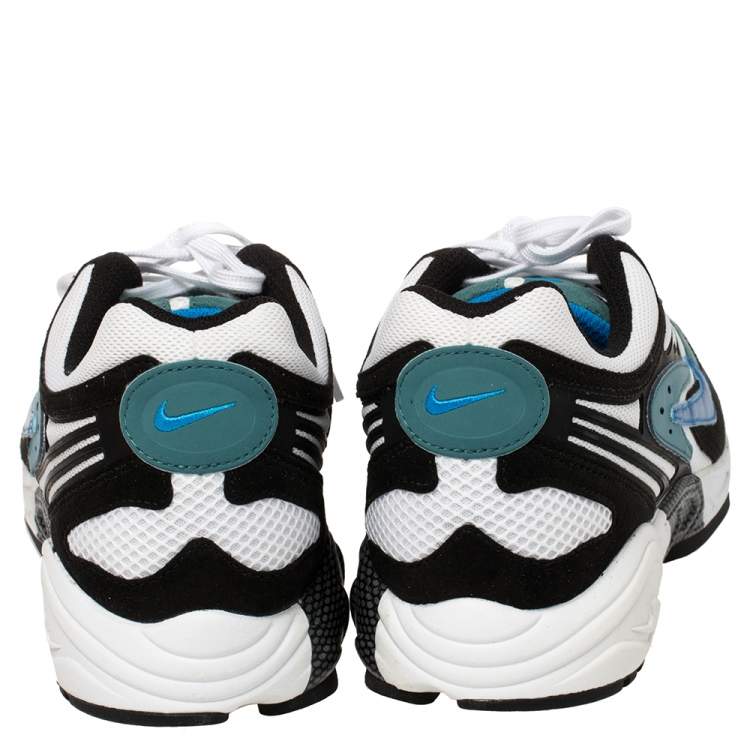 Pre Owned Nike White/Black/Teal Blue Leather And Mesh Air Ghost Racer Size 42