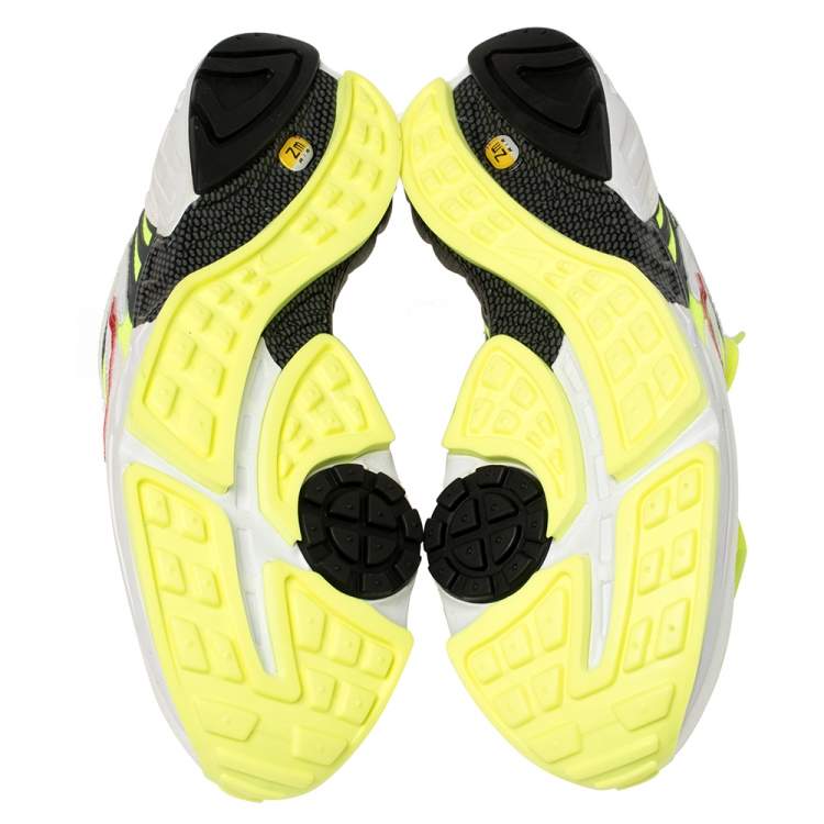 Pre Owned Nike Air White/Neon Green Leather And Mesh Ghost Racer Sneakers Size 42