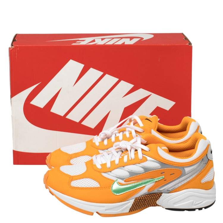 Pre Owned Nike White/Orange Leather And Mesh Air Ghost Racer Size 44.5