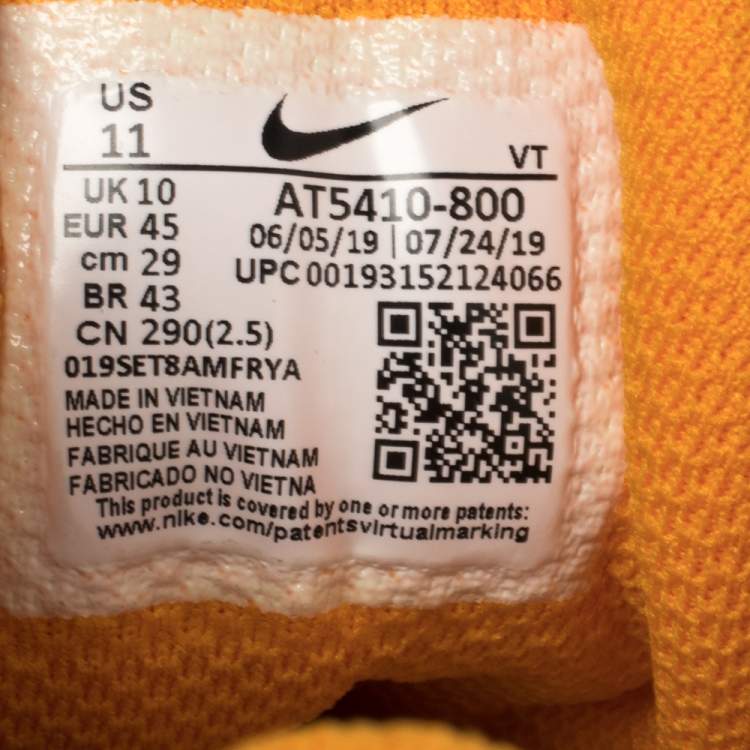 Pre Owned Nike White/Orange Leather And Mesh Air Ghost Racer Size 45