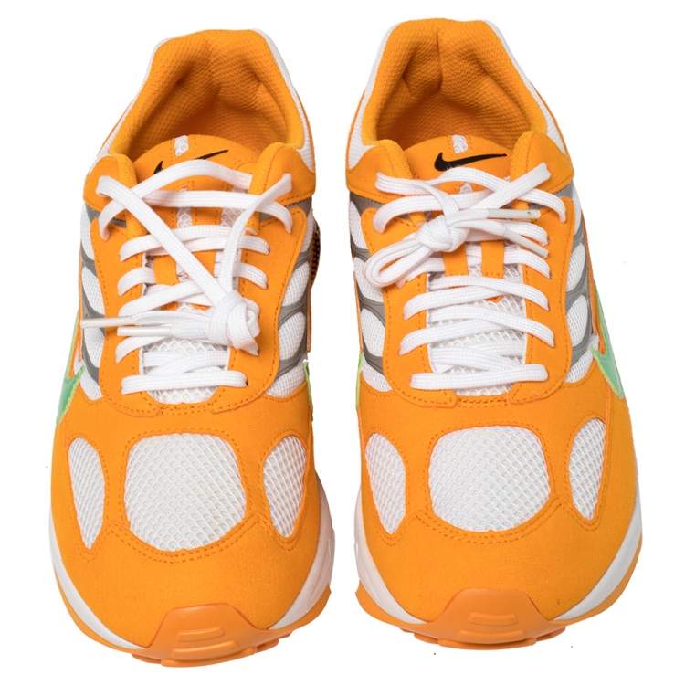 Pre Owned Nike White/Orange Leather And Mesh Air Ghost Racer Size 45