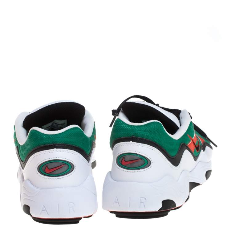 Pre Owned Nike Air White/Green Leather And Mesh Zoom Alpha Sneakers Size 46