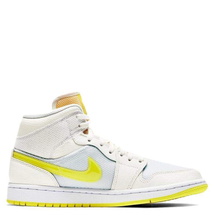 Pre Owned Nike Jordan 1 Mid SE Voltage Yellow Sneakers US 7.5W EU 38.5
