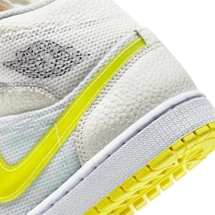 Pre Owned Nike Jordan 1 Mid SE Voltage Yellow Sneakers US 7.5W EU 38.5