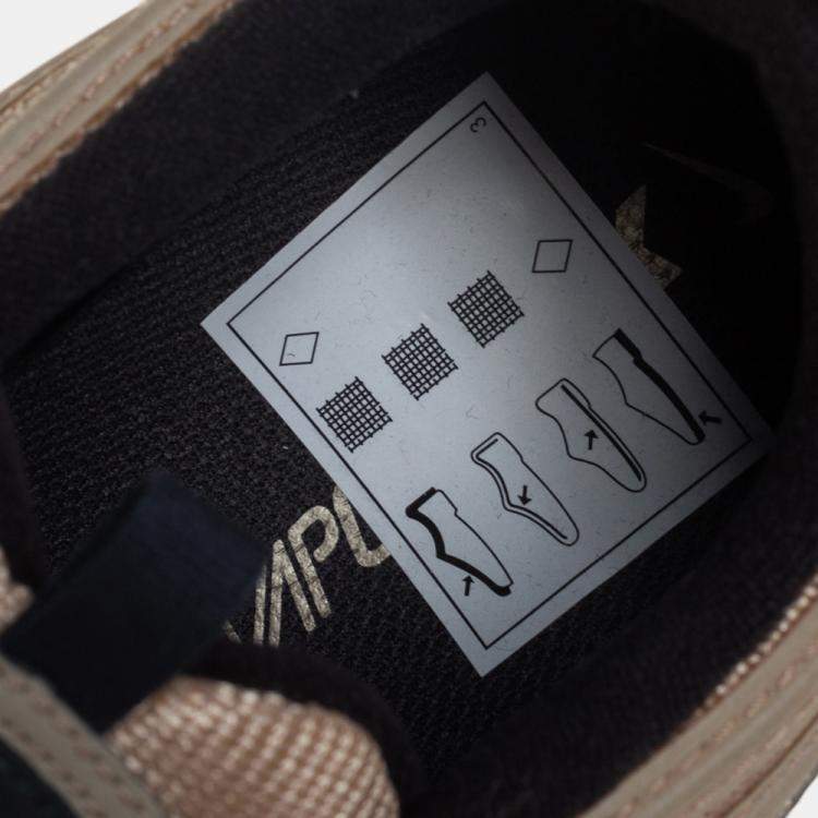 Pre Owned Nike Gold Leather Mesh Air Vapor Max 97 Low Top Sneakers Size 40