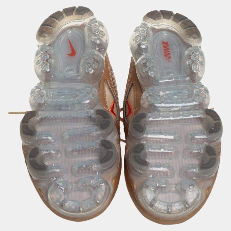 Pre Owned Nike Gold Leather Mesh Air Vapor Max 97 Low Top Sneakers Size 40