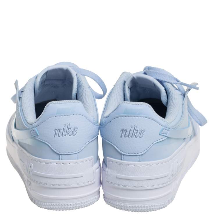 Pre Owned Nike Blue Leather Air Force 1 Shadow Baby Blue Ghost Sneakers Size 37.5