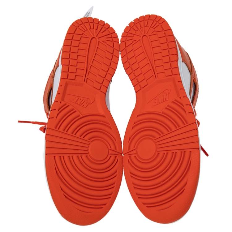 Pre Owned Nike Orange/White Leather Dunk High Syracuse Sneakers Size 40
