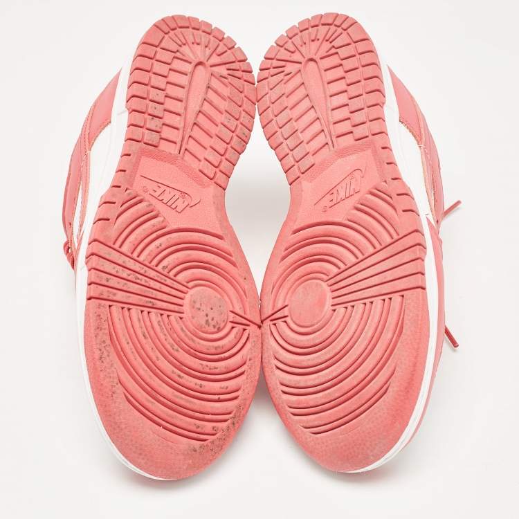 Pre Owned Nike Pink/White Leather Dunk Low Archeo Pink Sneakers Size 38