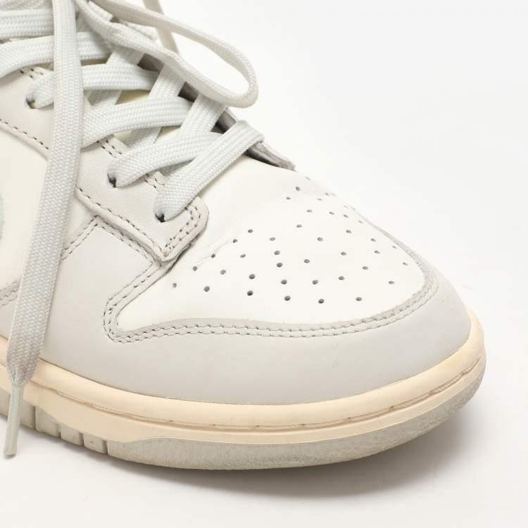 Pre Owned Nike Grey/White Leather "Sail Light Bone" Dunk Low Top Sneakers Size 40