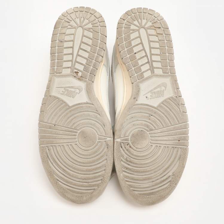 Pre Owned Nike Grey/White Leather "Sail Light Bone" Dunk Low Top Sneakers Size 40