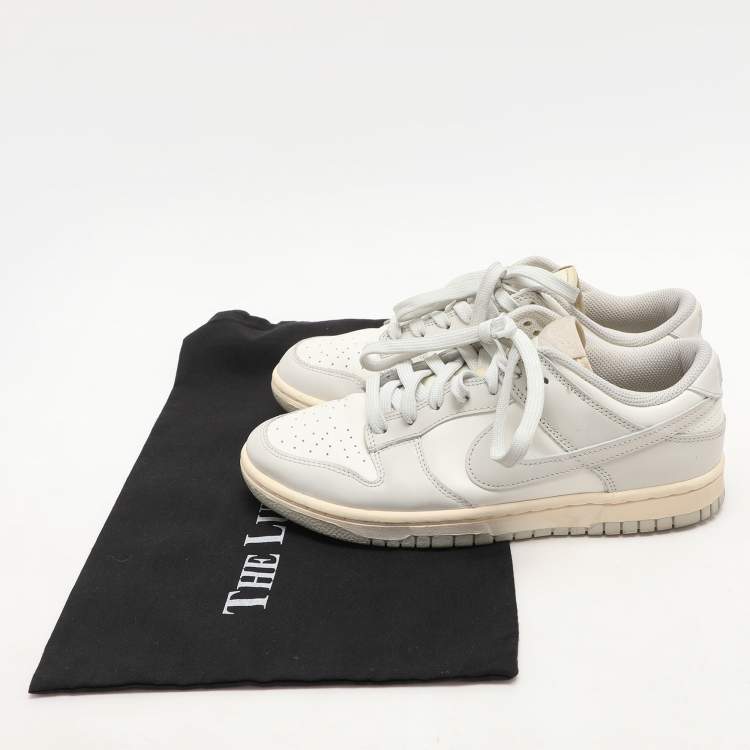 Pre Owned Nike Grey/White Leather "Sail Light Bone" Dunk Low Top Sneakers Size 40