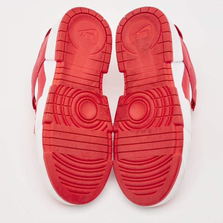 Pre Owned Nike Red/White Leather and Canvas Dunk Low Disrupt Siren Red Sneakers Size 38.5