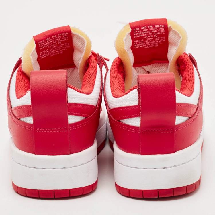 Pre Owned Nike Red/White Leather and Canvas Dunk Low Disrupt Siren Red Sneakers Size 38.5