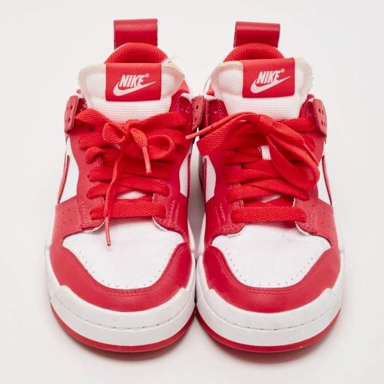 Pre Owned Nike Red/White Leather and Canvas Dunk Low Disrupt Siren Red Sneakers Size 38.5