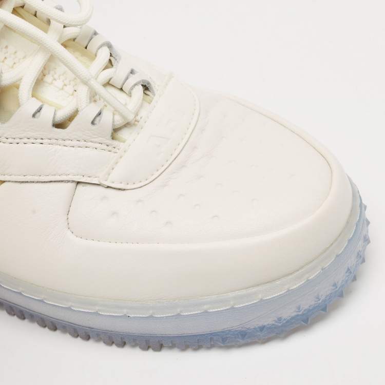 Pre Owned Nike - Air White Leather and Nylon Force 1 Gore Tex High Winter GTX Phantom Sneakers Size 40.5