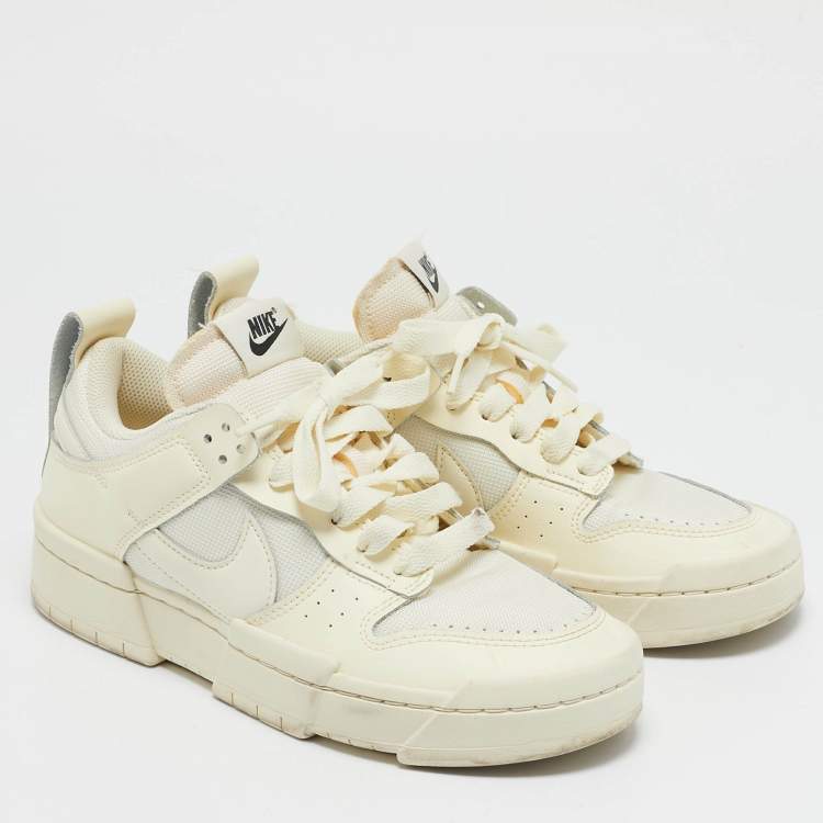 Pre Owned Nike Cream Leather and Mesh Dunk Low Disrupt Coconut Milk Sneakers Size 39