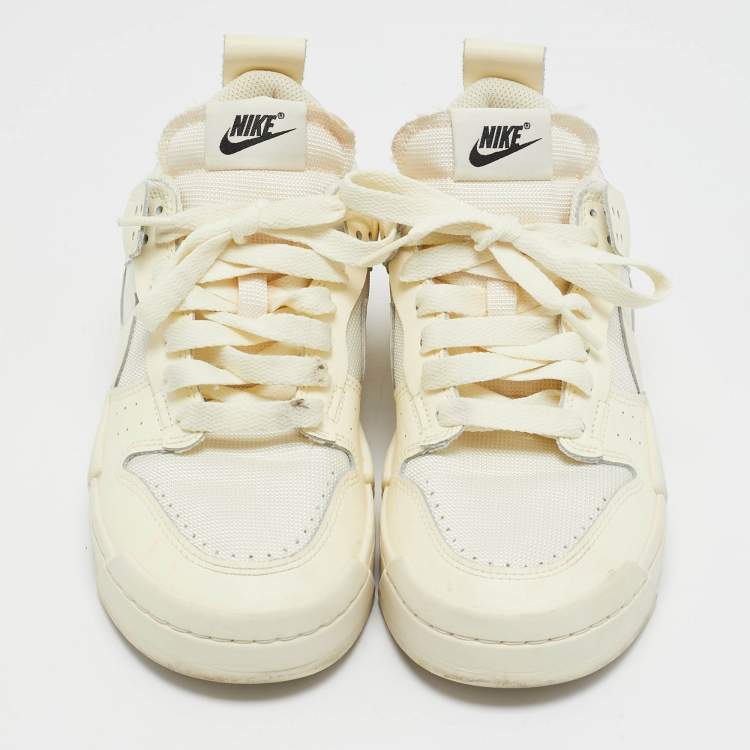 Pre Owned Nike Cream Leather and Mesh Dunk Low Disrupt Coconut Milk Sneakers Size 39