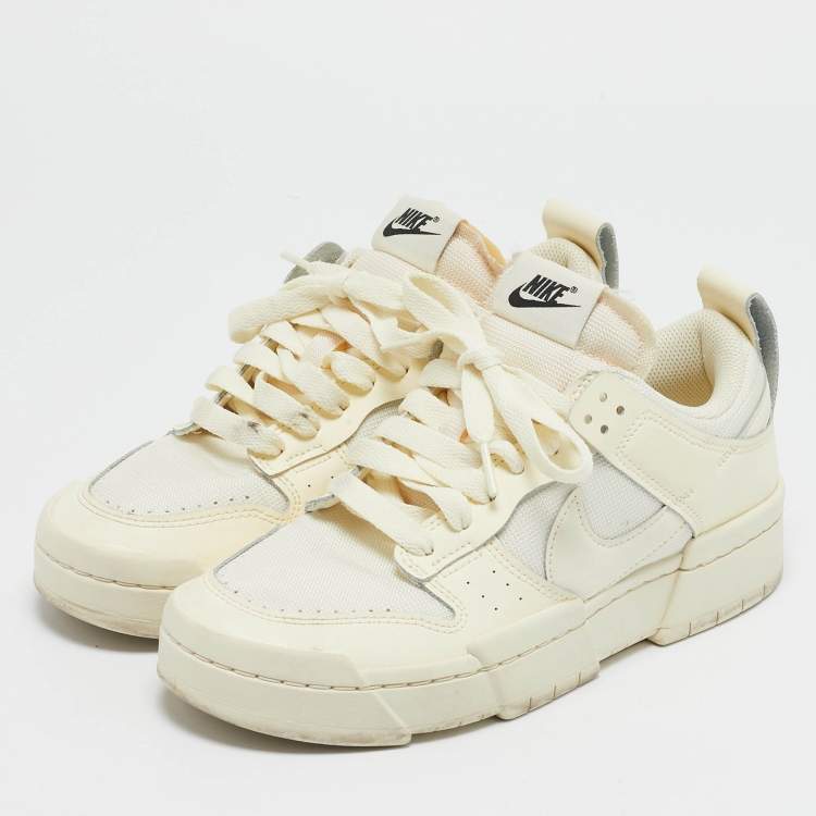 Pre Owned Nike Cream Leather and Mesh Dunk Low Disrupt Coconut Milk Sneakers Size 39