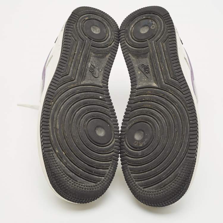 Pre Owned Nike White/Purple Leather Air Force 1 Low Hoops White Canyon Purple Sneakers Size 40.5