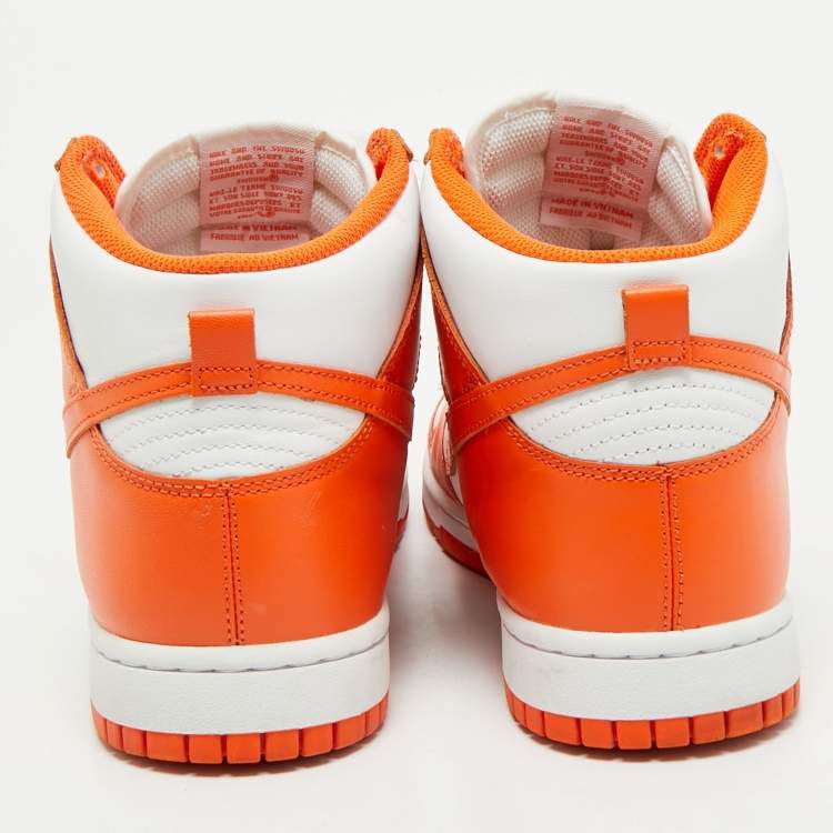 Pre Owned Nike Orange/White Leather Dunk High Syracuse Sneakers Size 45.5
