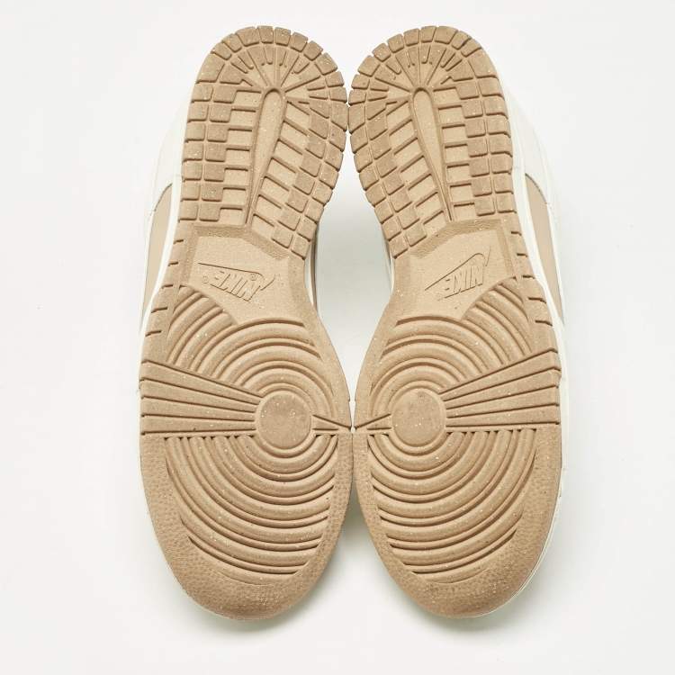 Pre Owned Nike Beige/White Faux Leather Dunk Low Next Nature Beige Sail Sneakers Size 41