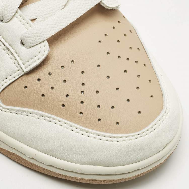 Pre Owned Nike Beige/White Faux Leather Dunk Low Next Nature Beige Sail Sneakers Size 41