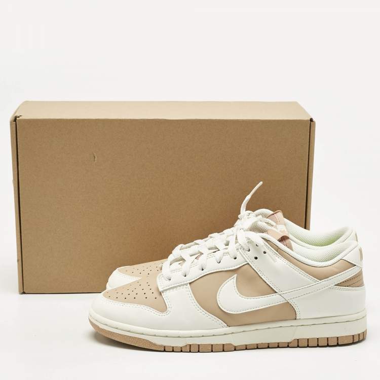 Pre Owned Nike Beige/White Faux Leather Dunk Low Next Nature Beige Sail Sneakers Size 41