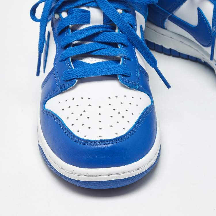 Pre Owned Nike Blue/White Leather Dunk Low SP Kentucky Sneakers Size 38