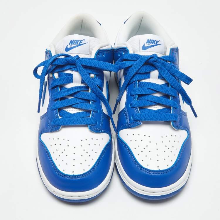 Pre Owned Nike Blue/White Leather Dunk Low SP Kentucky Sneakers Size 38