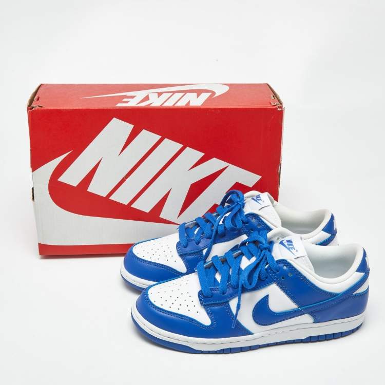 Pre Owned Nike Blue/White Leather Dunk Low SP Kentucky Sneakers Size 38