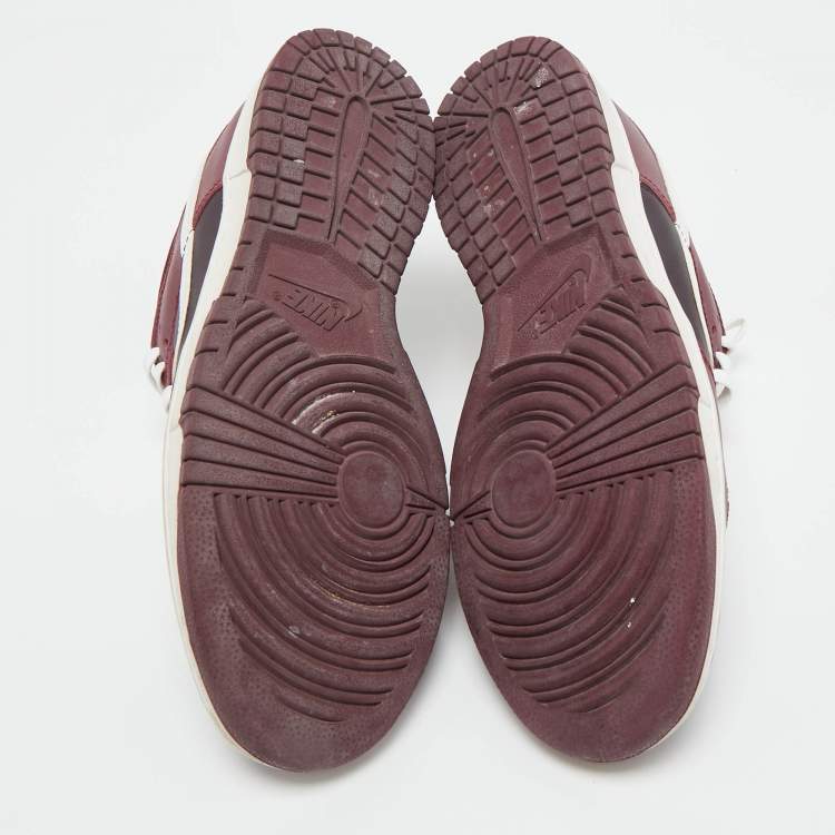 Pre Owned Nike Burgundy Leather Dunk Low Dark Beetroot Sneakers Size 44