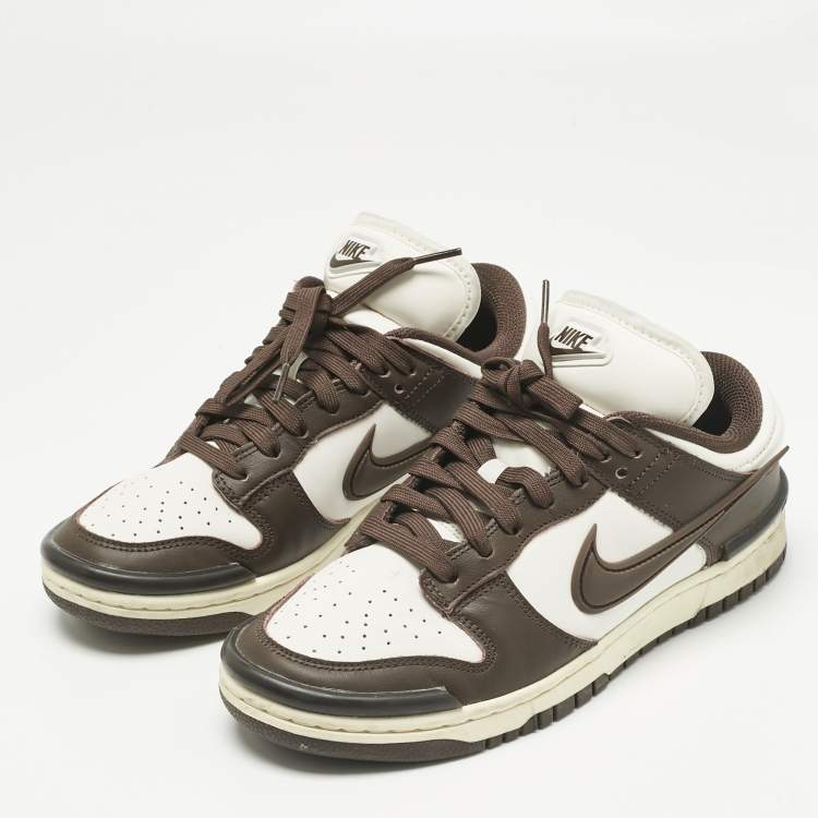 Pre Owned Nike Brown/White Leather Low Twist 'Baroque Brow  Sneakers Size 38.5