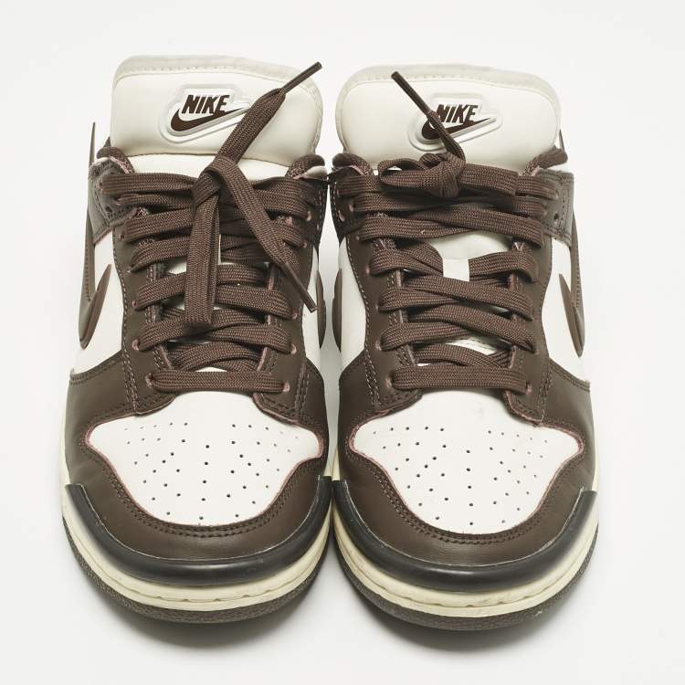 Pre Owned Nike Brown/White Leather Low Twist 'Baroque Brow  Sneakers Size 38.5