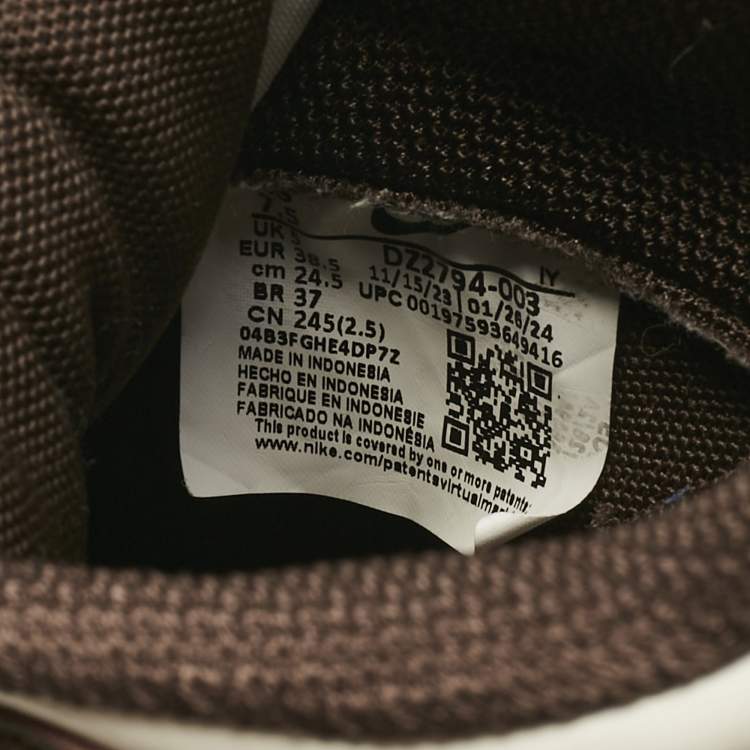 Pre Owned Nike Brown/White Leather Low Twist 'Baroque Brow  Sneakers Size 38.5