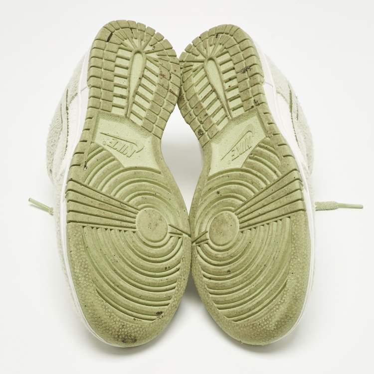 Pre Owned Nike Green/White Cotton Blend Dunk Low SE CC "Fleece Pack Sneakers Size 38