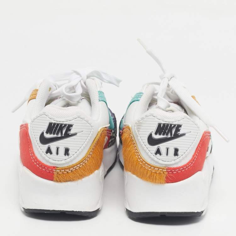 Pre Owned Nike Multicolor Leather and Suede Nike Air Max 90 SE Animal White Sneakers Size 36.5