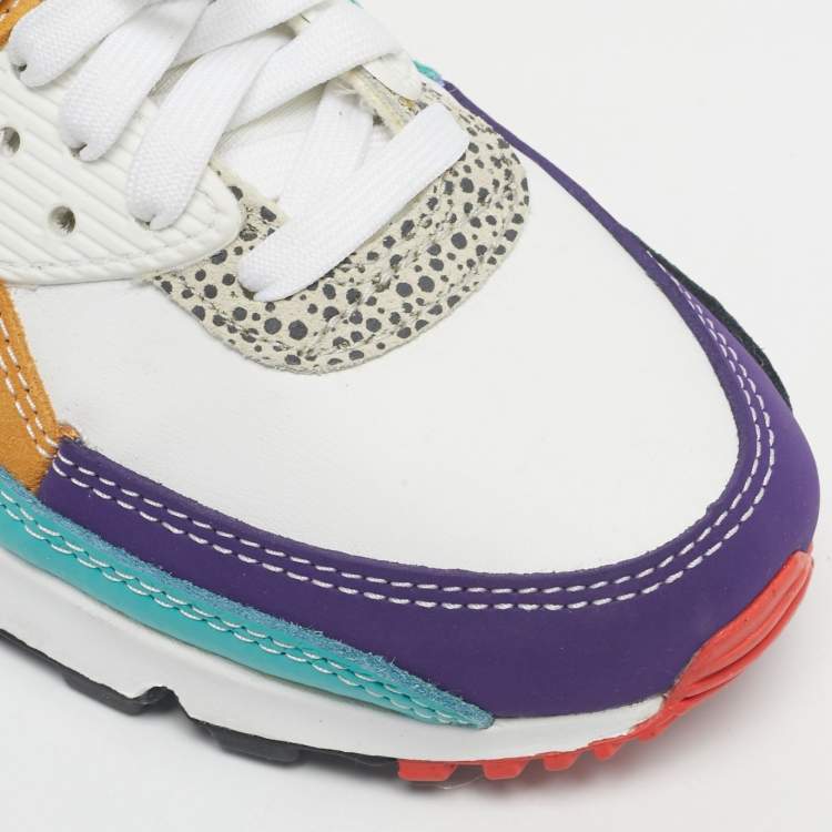 Pre Owned Nike Multicolor Leather and Suede Nike Air Max 90 SE Animal White Sneakers Size 36.5