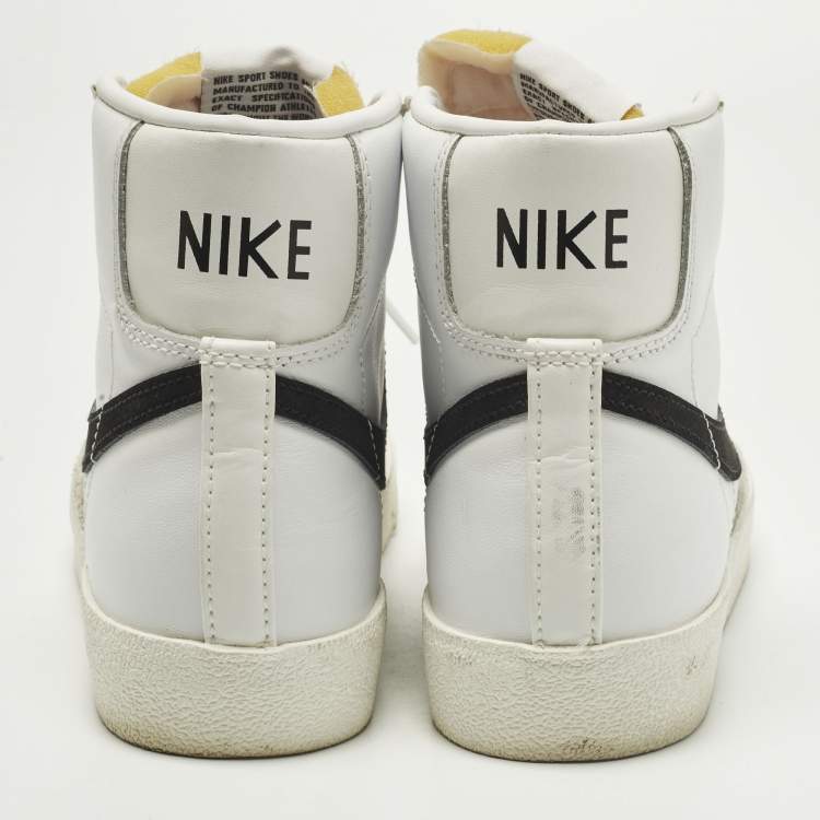 Pre Owned Nike Blazer Mid sacai Size 38 White Leather and Suede High Top Sneakers