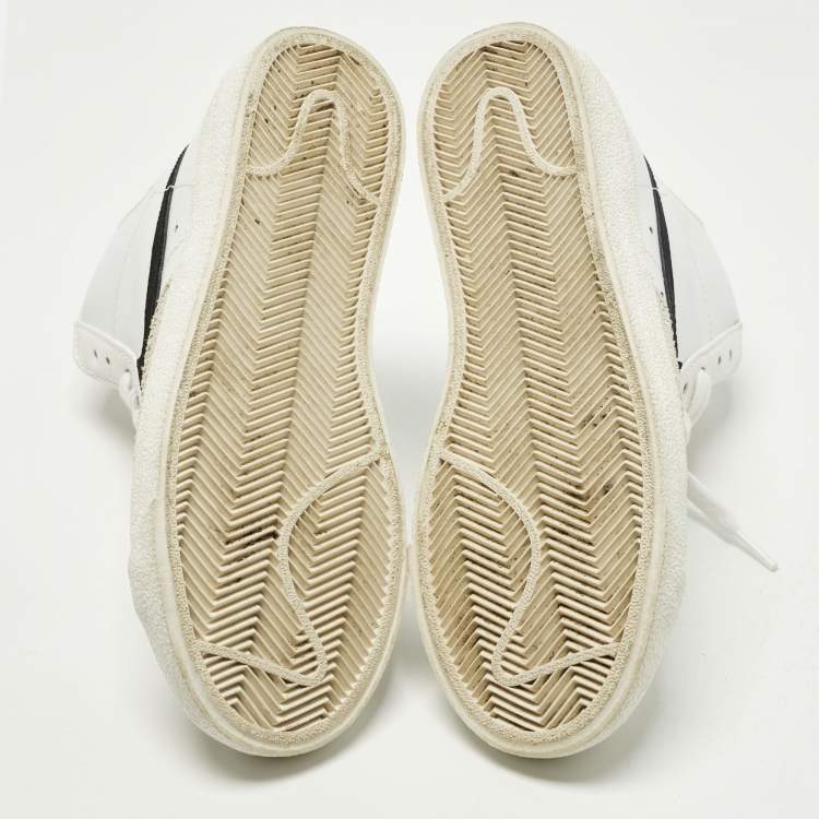 Pre Owned Nike Blazer Mid sacai Size 38 White Leather and Suede High Top Sneakers